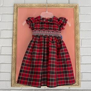 NEW Marmellata Girls Smocked Dress Black & Red Tartan Plaid Party Christmas 🎄